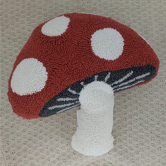 Tufted Mushroom Pillows Cottagecore Shaped Accent Home Decor 17in Set of 2 Fungi - Picture 8 of 10